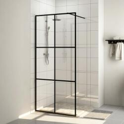 vidaXL fekete zuhanyfal átlátszó ESG üveggel 115 x 195 cm (151026) - vidaxl