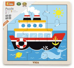 Viga Toys Puzzle din 9 piese mari - vapor, Viga (51445) - roua