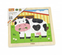 Viga Toys Puzzle din 9 piese mari - vaca, Viga (51438) - roua
