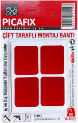 PICADOR Pastile adezive silicon 26x31 mm PICADOR Picafix Red, 12 bucati/set