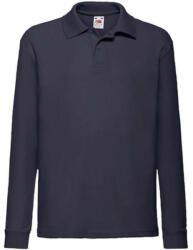 Fruit of the Loom Gyerek Galléros póló Hosszú ujjú Fruit of the Loom 65/35 Long Sleeve Polo Kids - 140 (9-11), Mély sötétkék (navy)