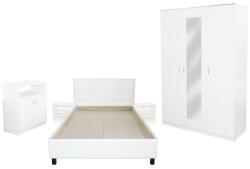 Spectral Mobila Dormitor Soft Alb cu pat tapitat alb pentru saltea 140x200cm