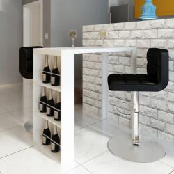 vidaXL Masă de bar din MDF, cu suport pentru sticle de vin, alb lucios (240820)