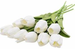  Tulipán Művirág 10 szálas - fehér (fehergumitulupan10szalas)