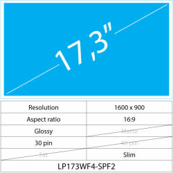 Notebook LCD 17.3 LCD Slim Fényes 30 pin HD+, Glossy
