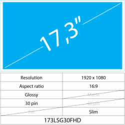 Notebook LCD 17.3 LCD Slim Fényes 30 pin FHD, Glossy