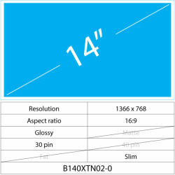 Notebook LCD 14 LCD Slim Fényes LED 30 pin, Glossy