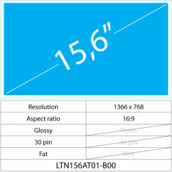 Notebook LCD 15.6 LCD Fat Fényes 30 pin HD, Glossy