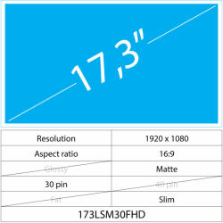 Notebook LCD 17.3 LCD Slim Matt 30 pin FHD, Matte
