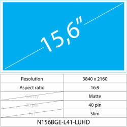 Notebook LCD 15.6 LCD Slim Matt 40 pin UHD, Matte