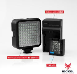  Jackal LED-1072 led panel, videólámpa akkumulátorral és töltővel