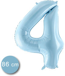 PartyDeco S. r. o 4. szám, fólia lufi, 86 cm, világos kék