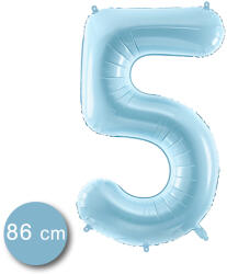 PartyDeco S. r. o 5. szám, fólia lufi, 86 cm, világos kék