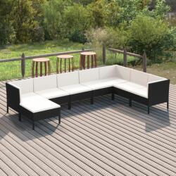 vidaXL Set mobilier de grădină cu perne, 8 piese, negru, poliratan (3094420) - vidaxl