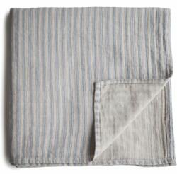 Mushie Muslin Swaddle Blanket Organic Cotton pólya Blue Stripe 120cm x 120cm