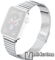  Fém okosóra szíj - EZÜST - rozsdamentes acél, keskenyedő kivitel, állítható, 75mm + 120mm - Apple Watch Series 1/2/3 38mm / 4/5/6/SE 40mm / 7/8/9 41mm / 10 42mm