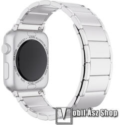 Fém okosóra szíj - EZÜST - rozsdamentes acél, mágneses záródás, 110mm + 110mm hosszú - Apple Watch Series 1/2/3 42mm / 4/5/6/SE 44mm / 7/8 45mm / Ultra 49mm