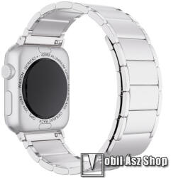 Fém okosóra szíj - EZÜST - rozsdamentes acél, mágneses záródás, 110mm + 110mm hosszú - Apple Watch Series 1/2/3 38mm / 4/5/6/SE 40mm / 7/8 41mm