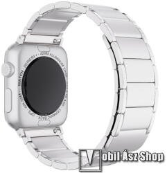  Fém okosóra szíj - EZÜST - rozsdamentes acél, mágneses záródás, 110mm + 110mm hosszú - Apple Watch Series 1/2/3 38mm / 4/5/6/SE 40mm / 7/8/9 41mm / 10 42mm