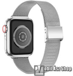 Fém milánói okosóra szíj - rozsdamentes acél, fém háló kialakítás, csatos - EZÜST - Apple Watch Series 1/2/3 42mm / 4/5/6/SE 44mm / 7/8 45mm / 10 46mm / Ultra / Ultra 2 49mm