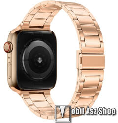  Fém okosóra szíj - ROSE GOLD - rozsdamentes acél, csatos, 189mm hosszú - Apple Watch Series 1/2/3 42mm / 4/5/6/SE 44mm / 7/8 45mm / 10 46mm / Ultra / Ultra 2 49mm