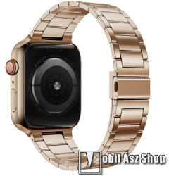 Fém okosóra szíj - BRONZ - rozsdamentes acél, csatos, 189mm hosszú - Apple Watch Series 1/2/3 38mm / 4/5/6/SE 40mm / 7/8/9 41mm / 10 42mm