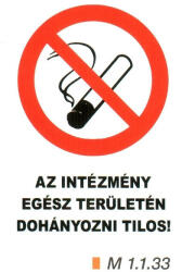  Az intézmény egész területén dohányozni tilos! m 1.1. 33 (m1133)