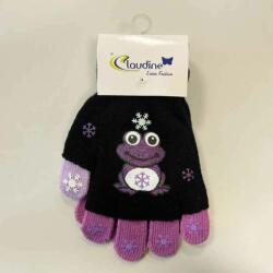Clodine italy Детски ръкавички Жабка, черни/лилави, 6-10 год