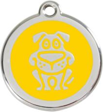 Red Dingo Rozsdamentes kutya mintás acél biléta sárga