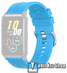 Okosóra szíj - környezetbarát szilikon - VILÁGOSKÉK - 122mm + 91mm hosszú, 20mm széles - SAMSUNG Galaxy Watch 42mm / Amazfit GTS / Galaxy Watch3 41mm / HUAWEI Watch GT 2 42mm / Galaxy Watch Active / A