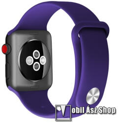  Okosóra szíj - szilikon - LILA - 119mm + 105mm hosszú - Apple Watch Series 1/2/3 38mm / 4/5/6/SE 40mm / 7/8/9 41mm / 10 42mm