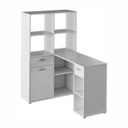 Mobikon Birou cu etajera din pal melaminat alb Mineson 90x35x145 cm (0000255559)