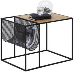 Mobikon Masuta de cafea din metal negru si blat mdf stejar Flyn 55x40x45 cm (0000297888) Masa de cafea