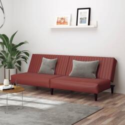 vidaXL Canapea extensibilă cu 2 locuri, roșu vin, piele ecologică (337664) Canapea
