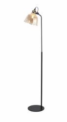 Klausen Lampadar Asgard PT1, L: 35 cm H: 155 cm, 1xE27 LED, finisaj metal auriu, negru, sticla fumurie (107000)