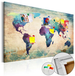 Artgeist Kép parafán - Colorful World Map [Cork Map] 120x80