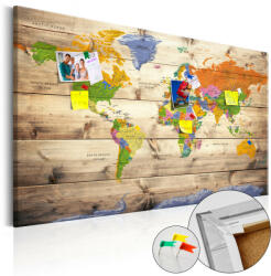 Artgeist Kép parafán - Map on wood: Colourful Travels [Cork Map] 120x80