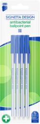 ICO Golyóstoll 0, 7mm, kupakos antibakteriális 4-es klt Ico Signetta, írásszín kék (9020035003) - web24