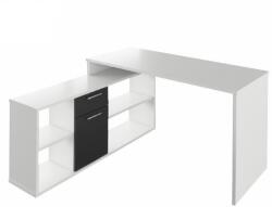 Mobikon Birou PC de colt din pal alb negru Noe 135x135x74 cm (0000191610)