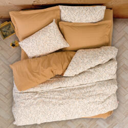 Cotton Box Lenjerie de pat ranforce, doua persoane, bumbac 100%, Cotton Box, Posy - Beige Lenjerie de pat