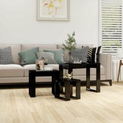 vidaXL Mese suprapuse, 3 buc. , negru extralucios, lemn compozit (808610)