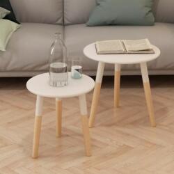 vidaXL Set mese laterale, 2 piese, lemn masiv de pin, alb (244734)