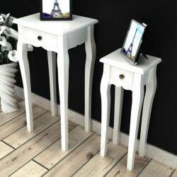 vidaXL Set de mese laterale suprapuse cu sertar, 2 piese, alb (241146)