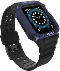 Apple Watch 8/7/6/5/4/3/2 / SE (41/40 / 38mm) Armored Óraszíj és Tok Fekete / Kék