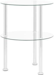 vidaXL Masă laterală 2 niveluri, transparent, 38 cm, sticlă securizată (322787)