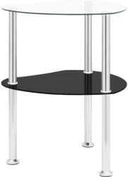 vidaXL Masă laterală 2 niveluri transparent/negru 38x38x50 cm sticlă (322786)