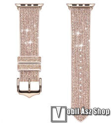 DUX DUCIS Glitter Sequins okosóra szíj - ARANY - szilikon / PU bőrrel bevont, csillogó flitter mintás - 123mm + 120mm hosszú - Apple Watch Series 1/2/3 42mm / 4/5/6/SE 44mm / 7/8 45mm / 10 46mm / Ultra / Ultra 