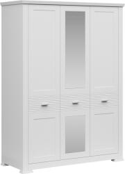 TEMPO KONDELA Dulap cu trei uşi cu oglindă, alb, ARYAN 3D