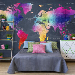 Artgeist Fotótapéta - World Map: Colourful Crystals 200x140