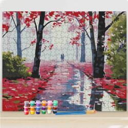  Őszi pirosas tájkép számfestő puzzle (500 db-os)